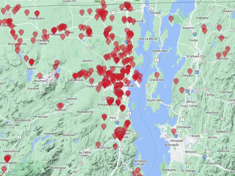 Map of Community Solar clients near Plattsburgh, NY