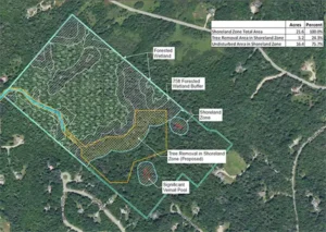 Site map for proposed solar farm indicated wetlands and nature elements